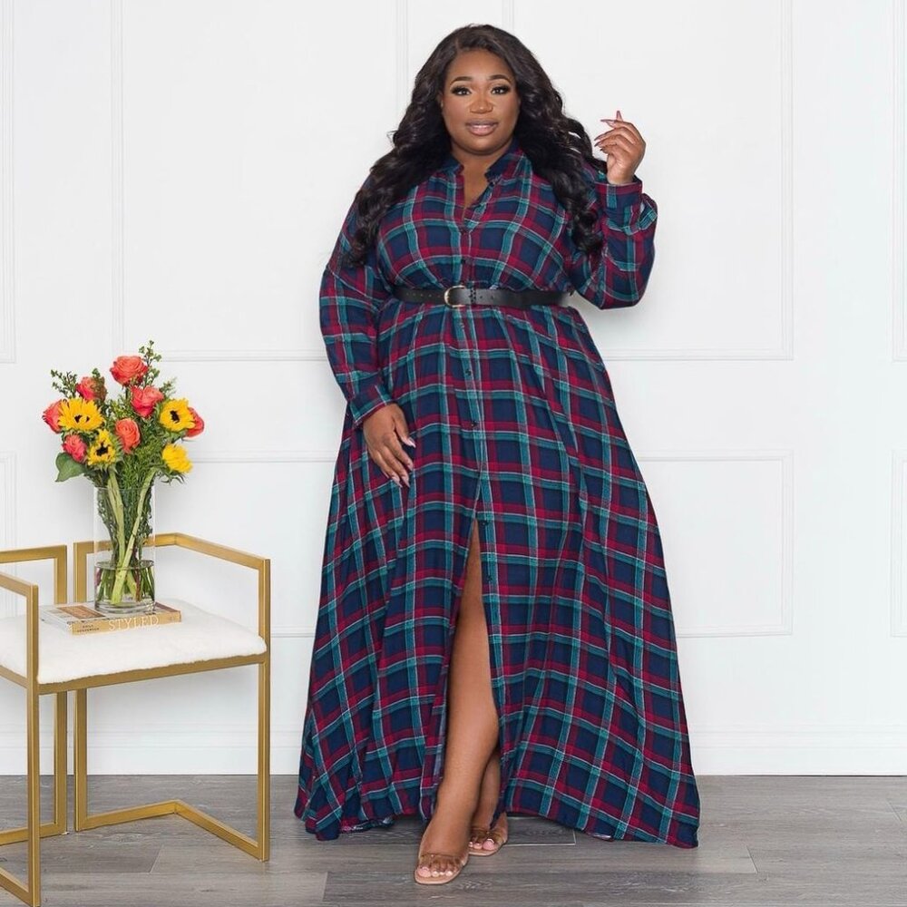 Plaid Maxi Dress - Brand New